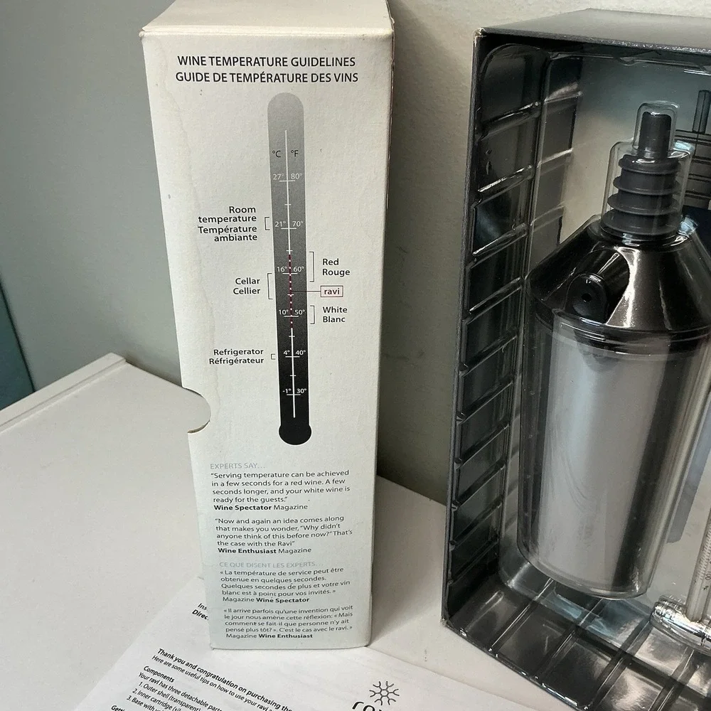 Ravi Instant WINE CHILLER‎ Cooler Refresher With Bonus Thermometer Open Box